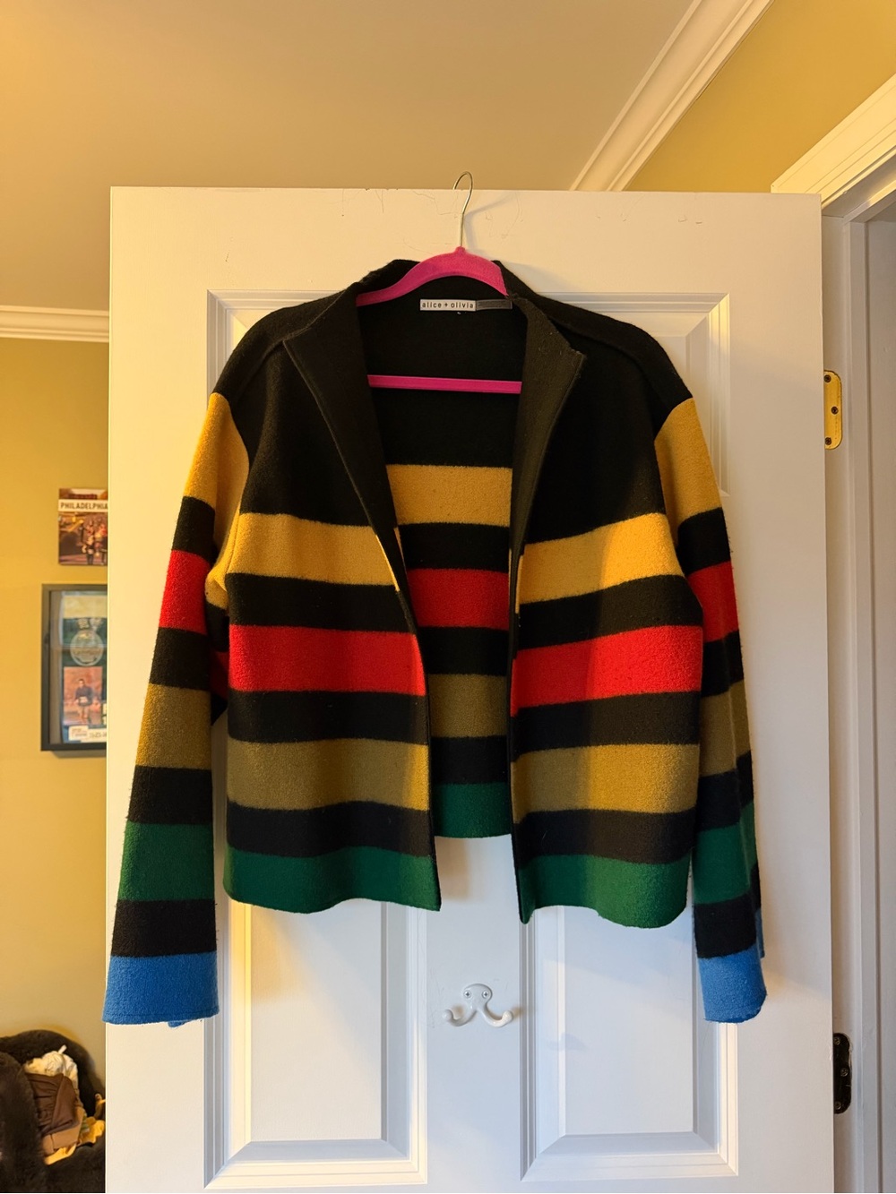 Alice + Olivia Bold Multicolor Striped Knit Jacket